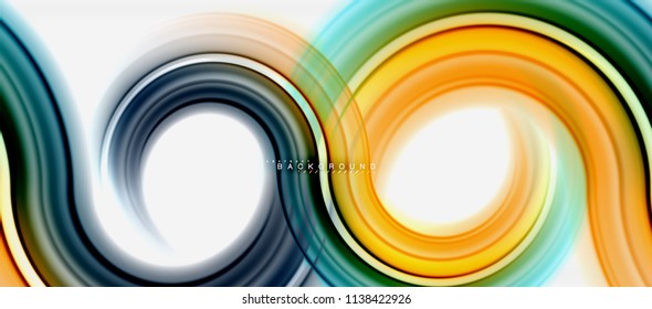 Rainbow fluid color line abstract background - swirl and circles, twisted liquid colours design, colorful marble or plastic wavy texture backdrop, multicolored template for business or technology