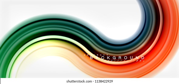 Rainbow fluid color line abstract background - swirl and circles, twisted liquid colours design, colorful marble or plastic wavy texture backdrop, multicolored template for business or technology