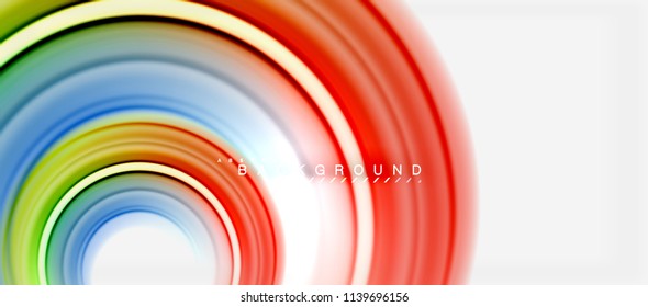 Rainbow fluid color line abstract background - swirl and circles, twisted liquid colours design, colorful marble or plastic wavy texture backdrop, multicolored template for business or technology