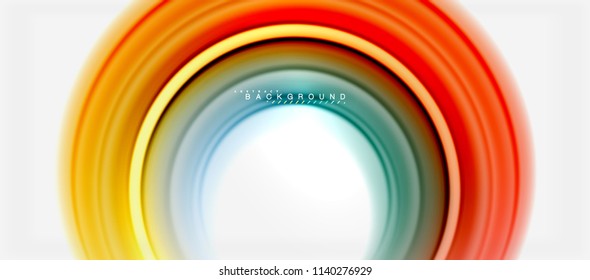 Rainbow fluid color line abstract background - swirl and circles, twisted liquid colours design, colorful marble or plastic wavy texture backdrop, multicolored template for business or technology