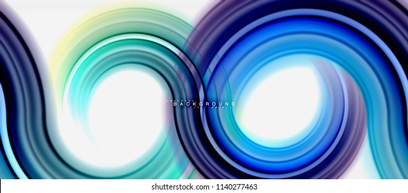 Rainbow fluid color line abstract background - swirl and circles, twisted liquid colours design, colorful marble or plastic wavy texture backdrop, multicolored template for business or technology