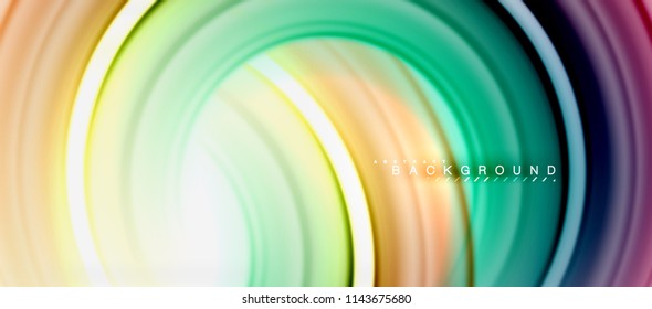 Rainbow fluid color line abstract background - swirl and circles, twisted liquid colours design, colorful marble or plastic wavy texture backdrop, multicolored template for business or technology