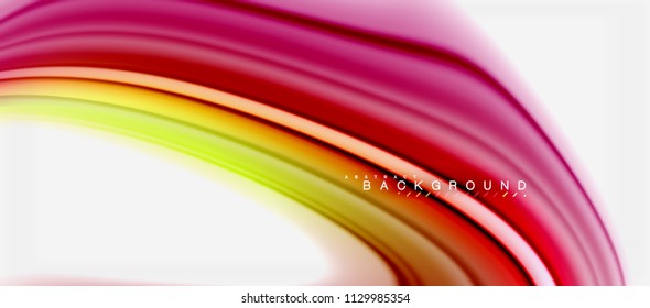 Abstrakte Farben mit Regenbogenfarben, abstrakter Hintergrund, verdrilltes flüssiges Design, bunter Marmor- oder Kunststoffhintergrund, mehrfarbige Vorlage für Geschäfts- oder Technologiepräsentation oder Webbroschürendeckel