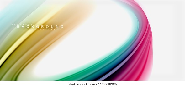 Abstrakte Farben mit Regenbogenfarben, abstrakter Hintergrund, verdrilltes flüssiges Design, bunter Marmor- oder Kunststoffhintergrund, mehrfarbige Vorlage für Geschäfts- oder Technologiepräsentation oder Webbroschürendeckel