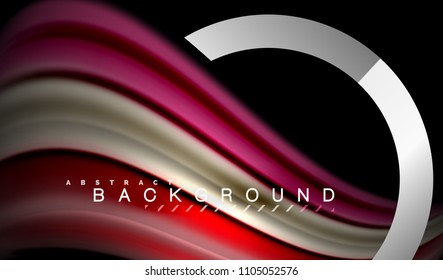 Rainbow fluid colors wave and metallic geometric shape. Artistic illustration for presentation, app wallpaper, banner or poster