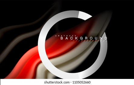 Rainbow fluid colors wave and metallic geometric shape. Artistic illustration for presentation, app wallpaper, banner or poster