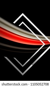 Rainbow fluid colors wave and metallic geometric shape. Artistic illustration for presentation, app wallpaper, banner or poster