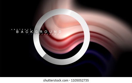 Rainbow fluid colors wave and metallic geometric shape. Artistic illustration for presentation, app wallpaper, banner or poster
