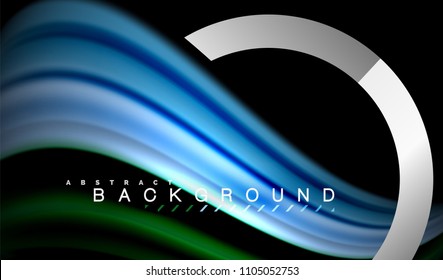 Rainbow fluid colors wave and metallic geometric shape. Artistic illustration for presentation, app wallpaper, banner or poster