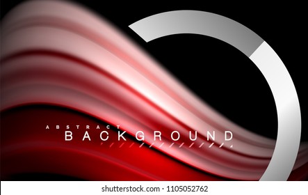 Rainbow fluid colors wave and metallic geometric shape. Artistic illustration for presentation, app wallpaper, banner or poster
