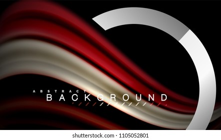 Rainbow fluid colors wave and metallic geometric shape. Artistic illustration for presentation, app wallpaper, banner or poster
