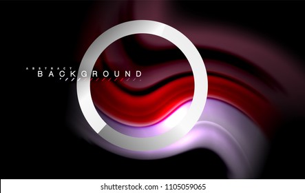 Rainbow fluid colors wave and metallic geometric shape. Artistic illustration for presentation, app wallpaper, banner or poster