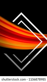 Rainbow fluid colors wave and metallic geometric shape. Artistic illustration for presentation, app wallpaper, banner or poster
