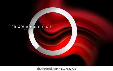 Rainbow fluid colors wave and metallic geometric shape. Artistic illustration for presentation, app wallpaper, banner or poster