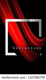 Rainbow fluid colors wave and metallic geometric shape. Artistic illustration for presentation, app wallpaper, banner or poster