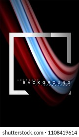 Rainbow fluid colors wave and metallic geometric shape. Artistic illustration for presentation, app wallpaper, banner or poster