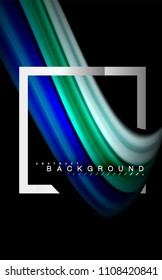 Rainbow fluid colors wave and metallic geometric shape. Artistic illustration for presentation, app wallpaper, banner or poster