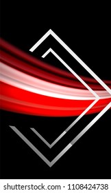 Rainbow fluid colors wave and metallic geometric shape. Artistic illustration for presentation, app wallpaper, banner or poster