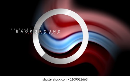 Rainbow fluid colors wave and metallic geometric shape. Artistic illustration for presentation, app wallpaper, banner or poster