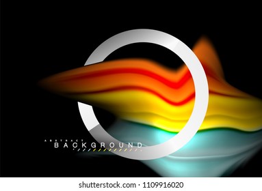 Die Farben der Regenbogenflüssigkeit sind Wellenform und geometrische Form. Künstliche Illustration für Präsentationen, App-Wallpaper, Banner oder Poster