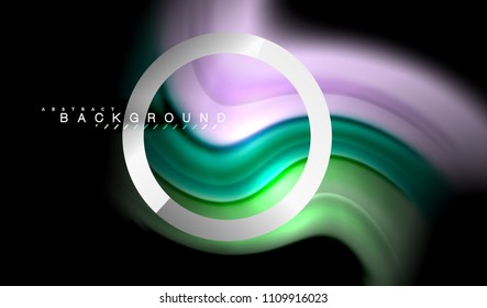 Rainbow fluid colors wave and metallic geometric shape. Artistic illustration for presentation, app wallpaper, banner or poster
