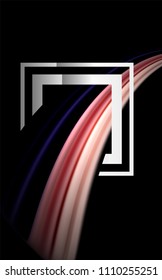 Rainbow fluid colors wave and metallic geometric shape. Artistic illustration for presentation, app wallpaper, banner or poster