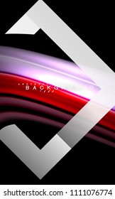 Rainbow fluid colors wave and metallic geometric shape. Artistic illustration for presentation, app wallpaper, banner or poster