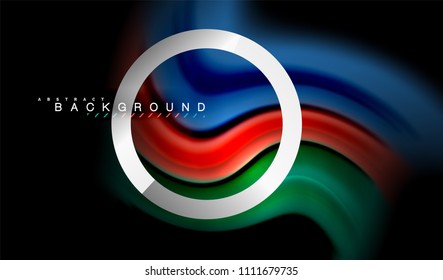 Rainbow fluid colors wave and metallic geometric shape. Artistic illustration for presentation, app wallpaper, banner or poster