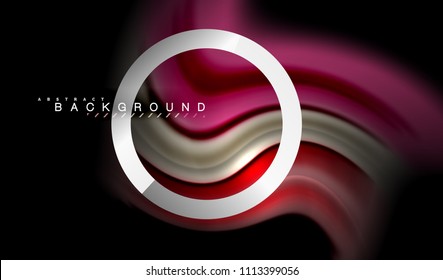 Rainbow fluid colors wave and metallic geometric shape. Artistic illustration for presentation, app wallpaper, banner or poster