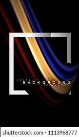 Rainbow fluid colors wave and metallic geometric shape. Artistic illustration for presentation, app wallpaper, banner or poster
