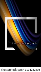 Rainbow fluid colors wave and metallic geometric shape. Artistic illustration for presentation, app wallpaper, banner or poster