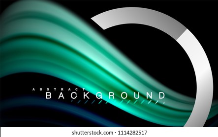 Rainbow fluid colors wave and metallic geometric shape. Artistic illustration for presentation, app wallpaper, banner or poster