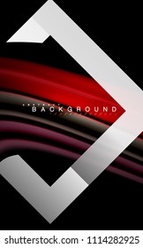 Rainbow fluid colors wave and metallic geometric shape. Artistic illustration for presentation, app wallpaper, banner or poster