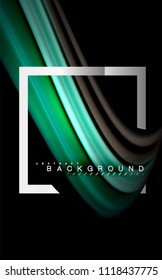 Rainbow fluid colors wave and metallic geometric shape. Artistic illustration for presentation, app wallpaper, banner or poster