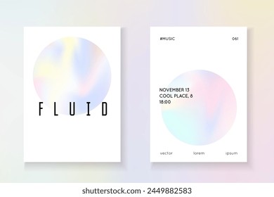 Rainbow Fluid. Modern Vector. Isolated White Illustration. Fashion Effect. Hologram Presentation. Geometry Pattern. Purple Pearlescent Label. Violet Rainbow Fluid