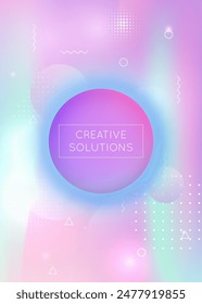 Rainbow Fluid. Neon Pattern. Soft Poster. Summer Flyer. Round Multicolor Elements. Minimal Shape. Trendy Dots. Blue Magic Background. Purple Rainbow Fluid