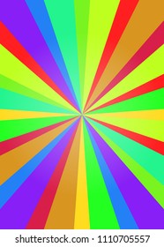 Rainbow flyer with rays, background, banner, abstract summer background. Vector illustration