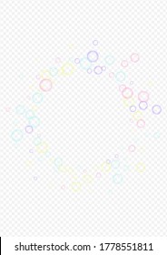 Rainbow Foam Realistic Transparent Background. Abstract Round Sphere Wallpaper. White Water Soapy Ball Pattern.