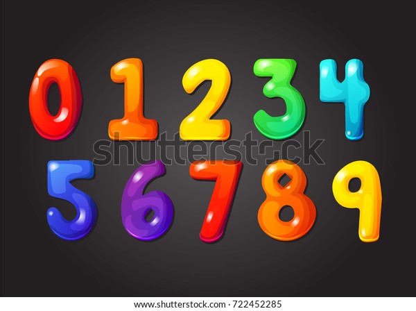 虹のフォント 123個のゼリーの数字のアルファベット Candy Colorのkidのフォント番号 数字 任意の組み合わせに最適な多彩色のアルファベット番号のセット 漫画の子供のフィギュア ベクター画像 のベクター画像素材 ロイヤリティフリー