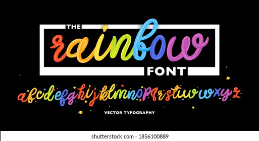 The Rainbow Font. Creative 3d Alphabet for Logo Design. Vector Typography. 