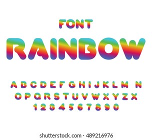 Rainbow font. Rounded ABC. Multicolored letters. Fantastic alphabet. Fairy typography
