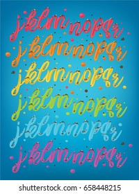 Rainbow font set with letters j, k, l, m, n, o, p, q, r.  Glossy letters in rainbow colors. 3D render of sweet cream font with sprinkles. Birthday typeface. Typography vector illustration.