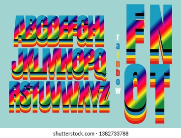 Rainbow Font. type with colorful letters. Vector.