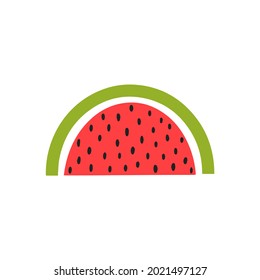 A rainbow in the form of a watermelon. Minimalistic rainbow. Design of fabrics, clothes for newborns, mugs, dishes, notebooks, notebooks. Cute print for children with a red-green rainbow. 