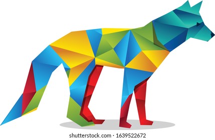 Rainbow fox polygon character design