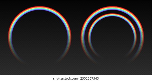 Rainbow frame, abstract circular multicolored border isolated on black. Vector illustration.
