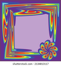 Rainbow frame with abstract multicolored and floral ornament and free space for text.
