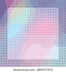 Rainbow frame border. Abstract picture with gradient background. Iridescent abstract color LED overlay texture. Multicolored dot pattern. Vector