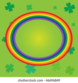   Rainbow frame with clover leaves.Vector illustration.
