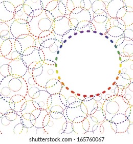 Rainbow frame from dotted colored rings  